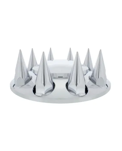 UP10252-Dome Front Axle Cover With 33mm Spike Thread-On Nut Covers - Chrome