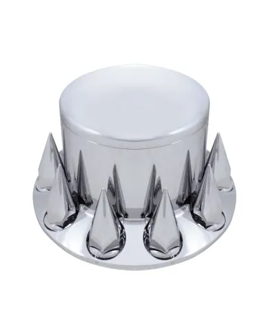 UP10275-Dome Rear Axle Cover With 33mm Spike Thread-On Nut Covers - Chrome