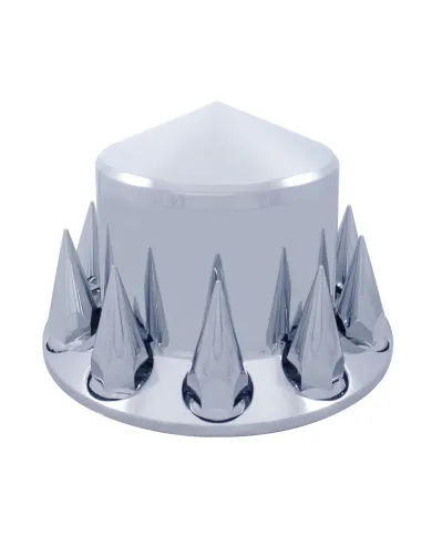 UP10278-Pointed Rear Axle Cover With 33mm Spike Thread-On Nut Covers - Chrome