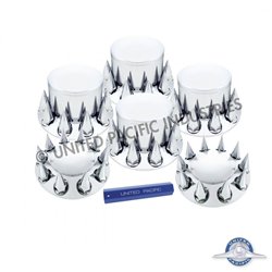 UP10307-Dome Axle Cover Combo Kit With 33mm Spike Thread-On Nut Covers & Nut Cover Tool - Chrome