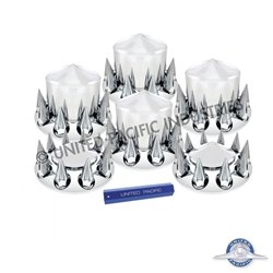 UP10308-Pointed Axle Cover Combo Kit With 33mm Spike Thread-On Nut Covers & Nut Cover Tool - Chrome