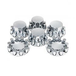 UP10317-Dome Axle Cover Combo Kit With 33mm Cylinder Thread-On Nut Covers - Chrome
