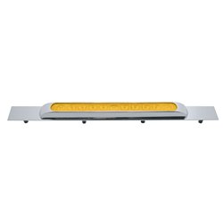 UP10391-Chrome Top Mud Flap Plate With 11 LED 17" Light Bar & Bezel - Amber LED/Amber Lens (Each)