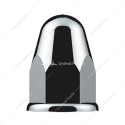 UP10046B-1-1/2" X 2-3/4" Chrome Plastic Slotted Bullet Nut Cover With Flange - Push-On (Bulk)