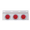 UP10642-Stainless Top Mud Flap Plate With Three 4" Lights & Bezel - Red Lens (Each)