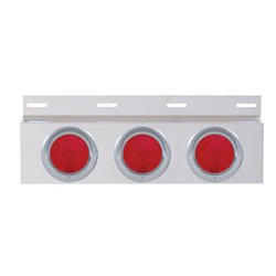 UP10644-Stainless Top Mud Flap Plate With Three 4" Lights & Visor - Red Lens (Each)