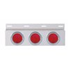 UP10644-Stainless Top Mud Flap Plate With Three 4" Lights & Visor - Red Lens (Each)