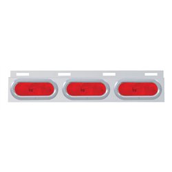 UP10709-Stainless Top Mud Flap Plate With 3 Oval Lights & Bezel - Red Lens (Each)