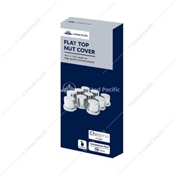 UP10757-15/16" x 1-3/16" Chrome Plastic Flat Top Nut Covers - Push-On (10-Pack)