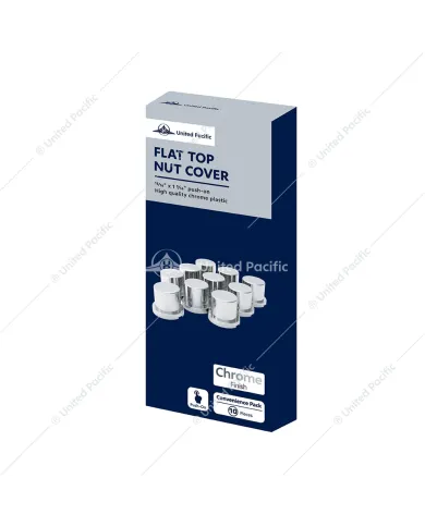 UP10757-15/16" x 1-3/16" Chrome Plastic Flat Top Nut Covers - Push-On (10-Pack)