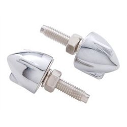 UP10887-Chrome 3-Wing Bullet Style License Plate Fasteners (4-Pack)