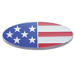 UP10945-Chrome Die Cast Oval Emblem - USA Flag