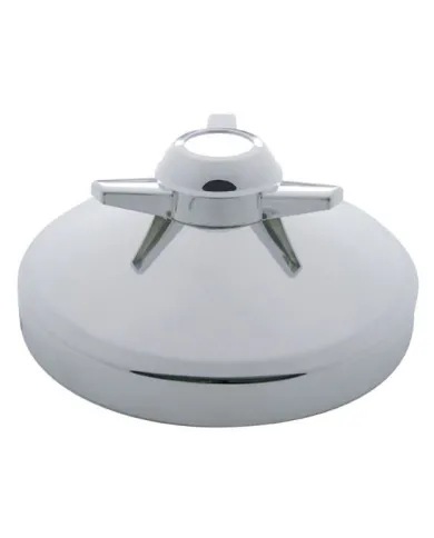 UP11129-8" Chrome Rear Hubcap With 3 Bar Spinner - Straight Bars