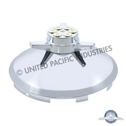 UP20195-6 Uneven Notched Stainless Front Hubcap With Gun Cylinder Spinner - 7/16" Lip