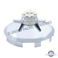 UP20196-6 Uneven Notched Stainless Front Hubcap With Gun Cylinder Spinner - 1" Lip