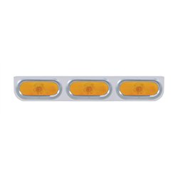 UP20384-Stainless Light Bracket With 3X 6" Oval Lights & Visors - Amber Lens
