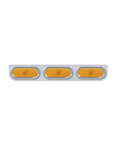 UP20384-Stainless Light Bracket With 3X 6" Oval Lights & Visors - Amber Lens