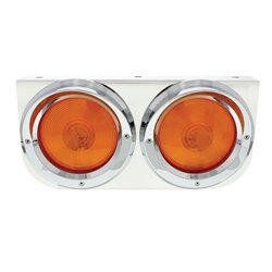 UP20390-Stainless Light Bracket With 2X 4" Lights & Visors - Amber Lens