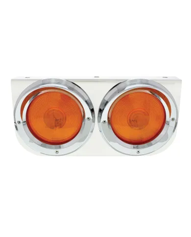 UP20390-Stainless Light Bracket With 2X 4" Lights & Visors - Amber Lens