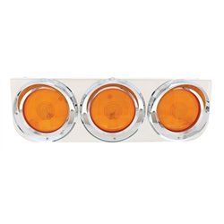 UP20391-Stainless Light Bracket With 3X 4" Lights & Visors - Amber Lens