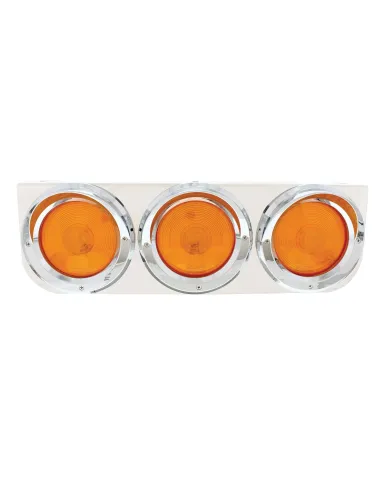 UP20391-Stainless Light Bracket With 3X 4" Lights & Visors - Amber Lens