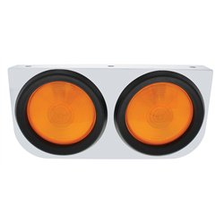 UP20426-Stainless Light Bracket With 2X 4" Lights & Grommets - Amber Lens