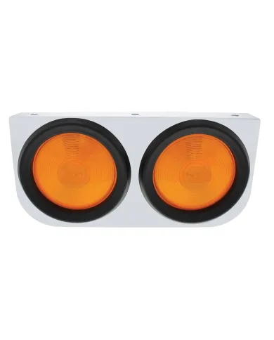 UP20426-Stainless Light Bracket With 2X 4" Lights & Grommets - Amber Lens