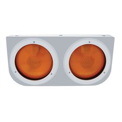UP20427-Stainless Light Bracket With 2X 4" Lights & Bezels - Amber Lens