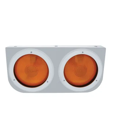 UP20427-Stainless Light Bracket With 2X 4" Lights & Bezels - Amber Lens