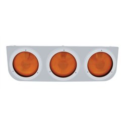 UP20430-Stainless Light Bracket With 3X 4" Lights & Bezels - Amber Lens