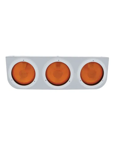 UP20430-Stainless Light Bracket With 3X 4" Lights & Bezels - Amber Lens
