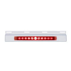 UP21422-Stainless Top Mud Flap Plate With 11 LED 17" Light Bar - Red LED/Red Lens (Each)