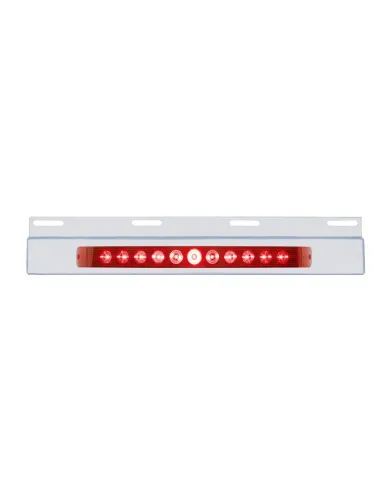 UP21422-Stainless Top Mud Flap Plate With 11 LED 17" Light Bar - Red LED/Red Lens (Each)