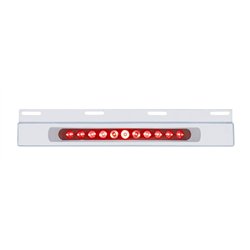 UP21426-Stainless Top Mud Flap Plate With 11 LED 17" Light Bar & Bezel - Red LED/Red Lens (Each)