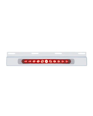 UP21426-Stainless Top Mud Flap Plate With 11 LED 17" Light Bar & Bezel - Red LED/Red Lens (Each)