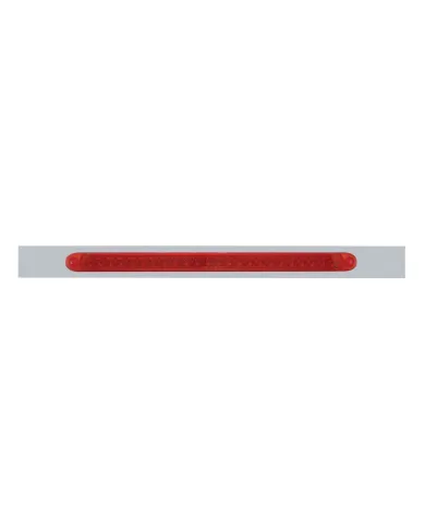 UP20866-Chrome Top Mud Flap Plate With 23 LED 17" Reflector Light Bar - Red LED/Red Lens (Each)