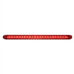 UP20866-Chrome Top Mud Flap Plate With 23 LED 17" Reflector Light Bar - Red LED/Red Lens (Each)