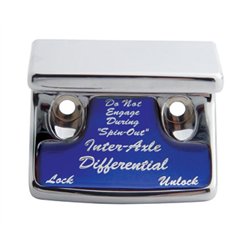 UP21010-Chrome Plastic Axle/Differential Switch Guard With Glossy Sticker For 1990-2010 Freightliner Classic-Blue