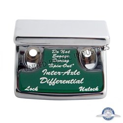 UP21011-Chrome Plastic Axle/Differential Switch Guard With Glossy Sticker For 1990-2010 Freightliner Classic-Green