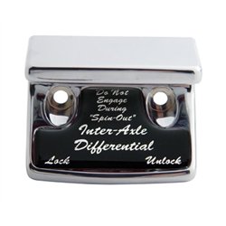 UP21012-Chrome Plastic Axle/Differential Switch Guard With Glossy Sticker For 1990-2010 Freightliner Classic-Black