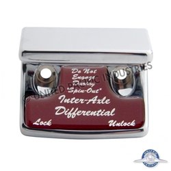 UP21014-Chrome Plastic Axle/Differential Switch Guard With Glossy Sticker For 1990-2010 Freightliner Classic-Red