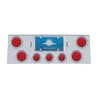 UP21499-Stainless Rear Center Panel With 4X 4" Lights & 3X 2.5" Beehive Lights & Visors