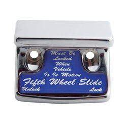 UP21020-Chrome Plastic Fifth Wheel Switch Guard With Glossy Sticker For 1990-2010 Freightliner Classic- Blue Sticker