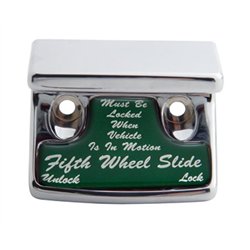 UP21021-Chrome Plastic Fifth Wheel Switch Guard With Glossy Sticker For 1990-2010 Freightliner Classic- Green Sticker