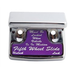 UP21023-Chrome Plastic Fifth Wheel Switch Guard With Glossy Sticker For 1990-2010 Freightliner Classic- Purple Sticker