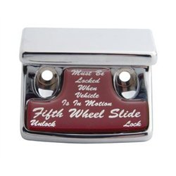 UP21024-Chrome Plastic Fifth Wheel Switch Guard With Glossy Sticker For 1990-2010 Freightliner Classic- Red Sticker