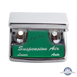 UP21027-Chrome Plastic Suspension Air Switch Guard With Glossy Sticker For 1990-2010 Freightliner Classic-Green