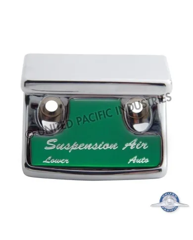 UP21027-Chrome Plastic Suspension Air Switch Guard With Glossy Sticker For 1990-2010 Freightliner Classic-Green