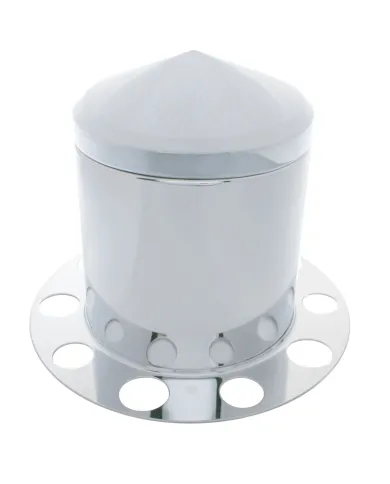 UP21224-Stainless Pointed Rear Axle Cover 3PC Kit For 1-1/2" Nut Cover - Steel Wheel