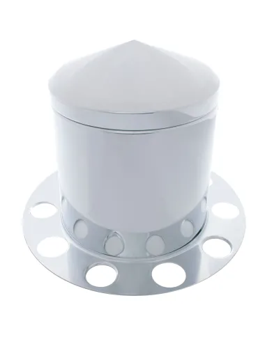 UP21225-Stainless Pointed Rear Axle Cover 3PC Kit For 1-1/2" Nut Cover - Aluminum Wheel